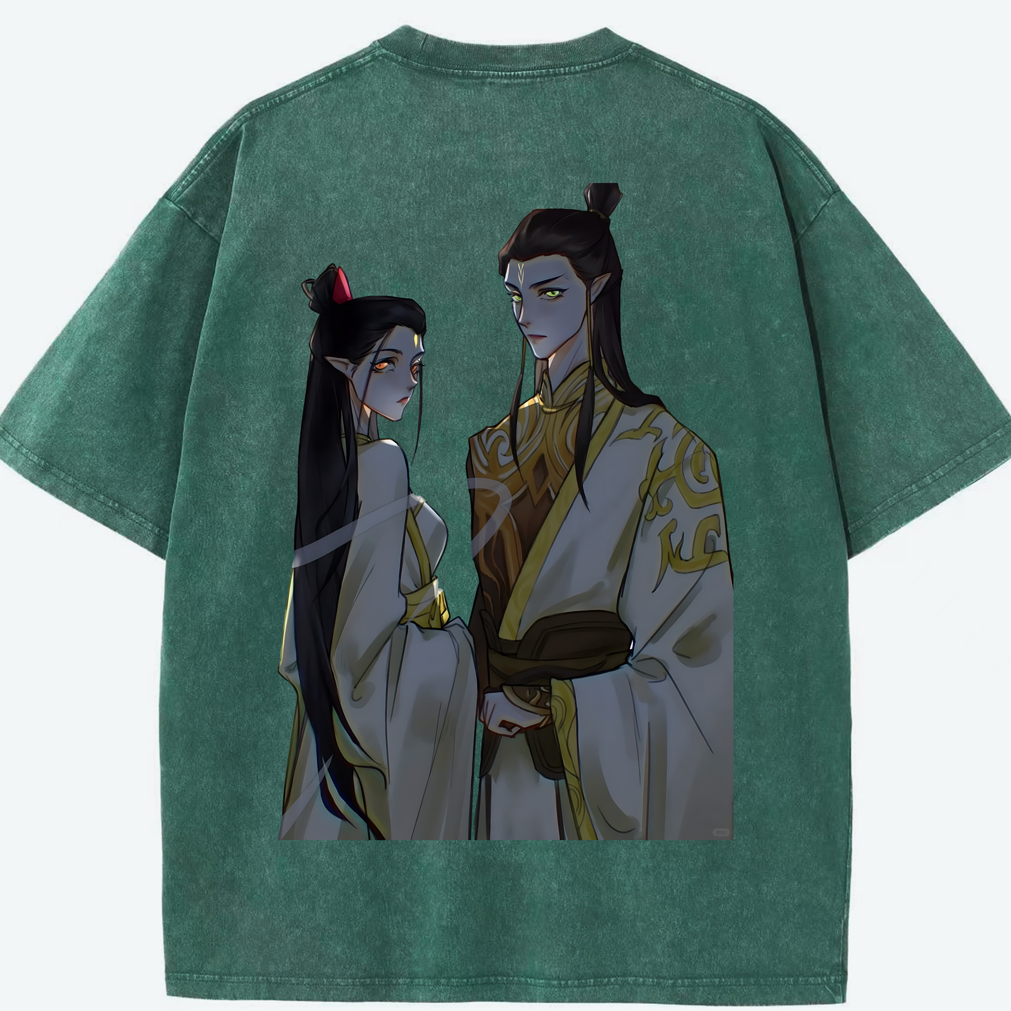 （画像用） Ne Zha 2 ナタ 魔童の大暴れ 綿100% ヴィンテージ風 半袖Tシャツ（背面プリント）